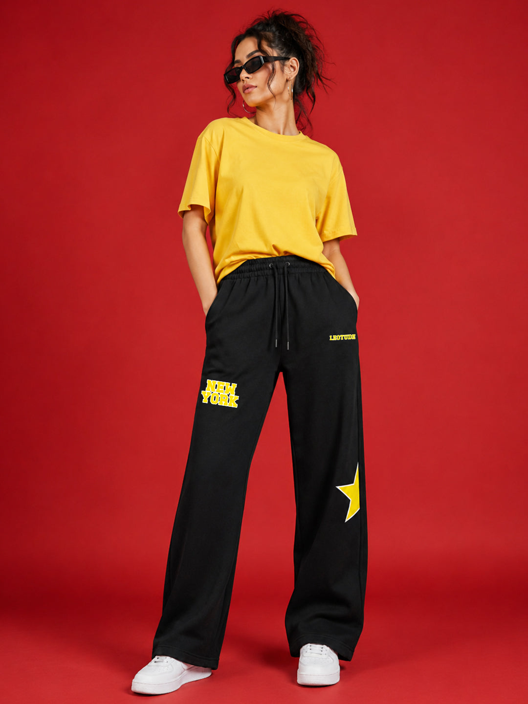 Leotude Women's Black Midtown Premium Trackpants
