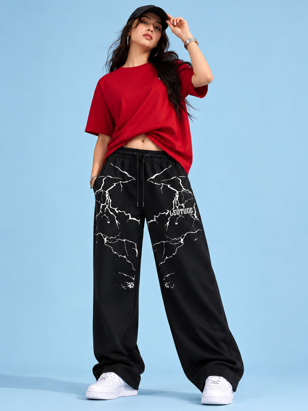 Leotude Women's Black Shockwave Premium Trackpants