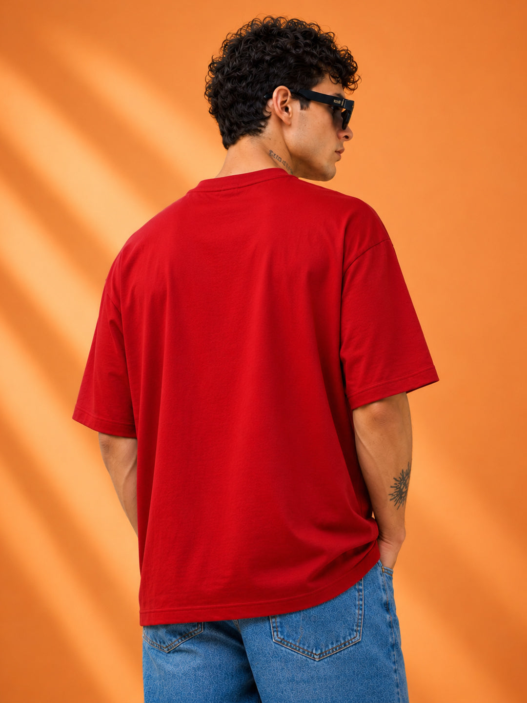 Leotude Men "Stay Groovy" Red Oversized T-Shirt