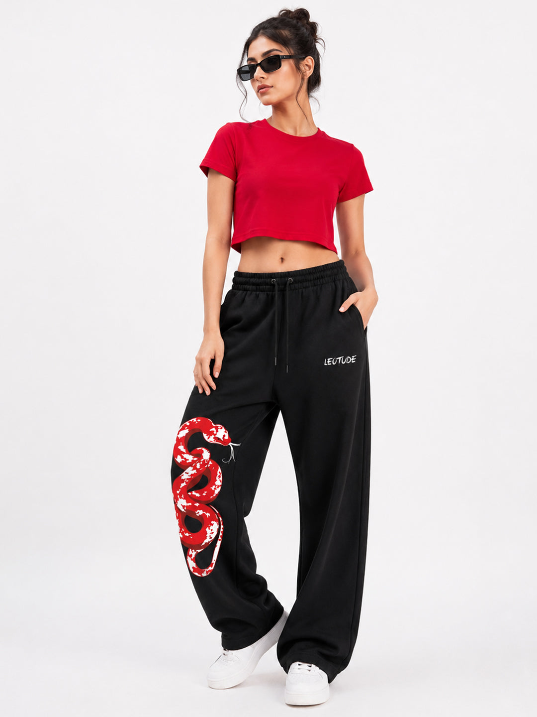 Leotude Women's Black Snake Premium Trackpants