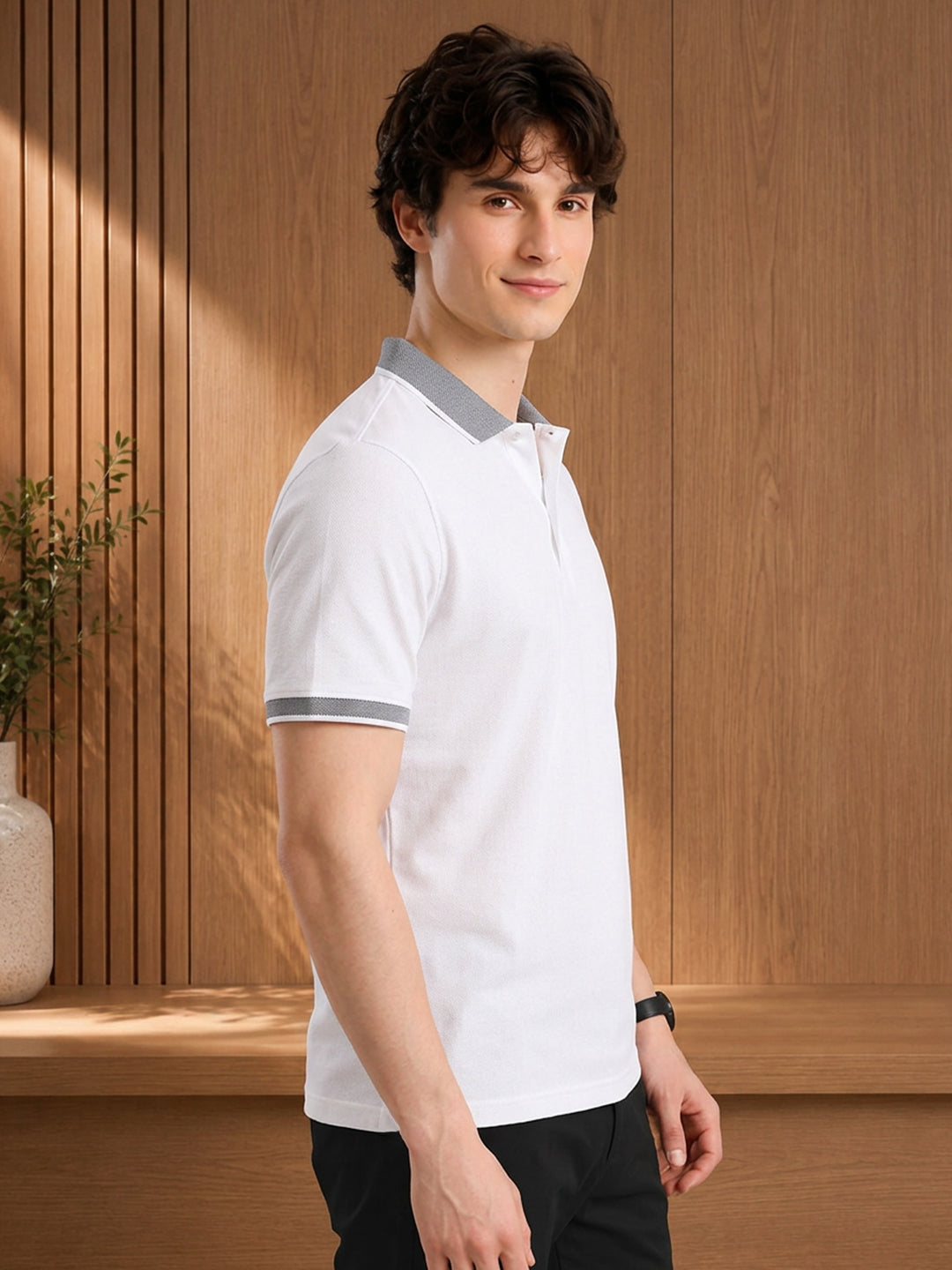 Leotude Men's White Classic Polo T-Shirt