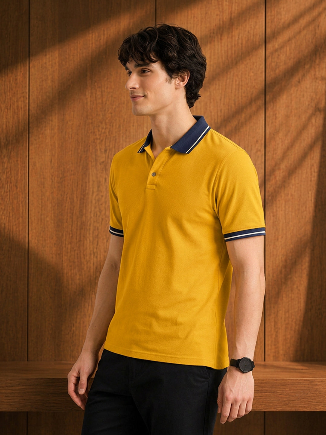 Leotude Men's Mustard Classic Polo T-Shirt