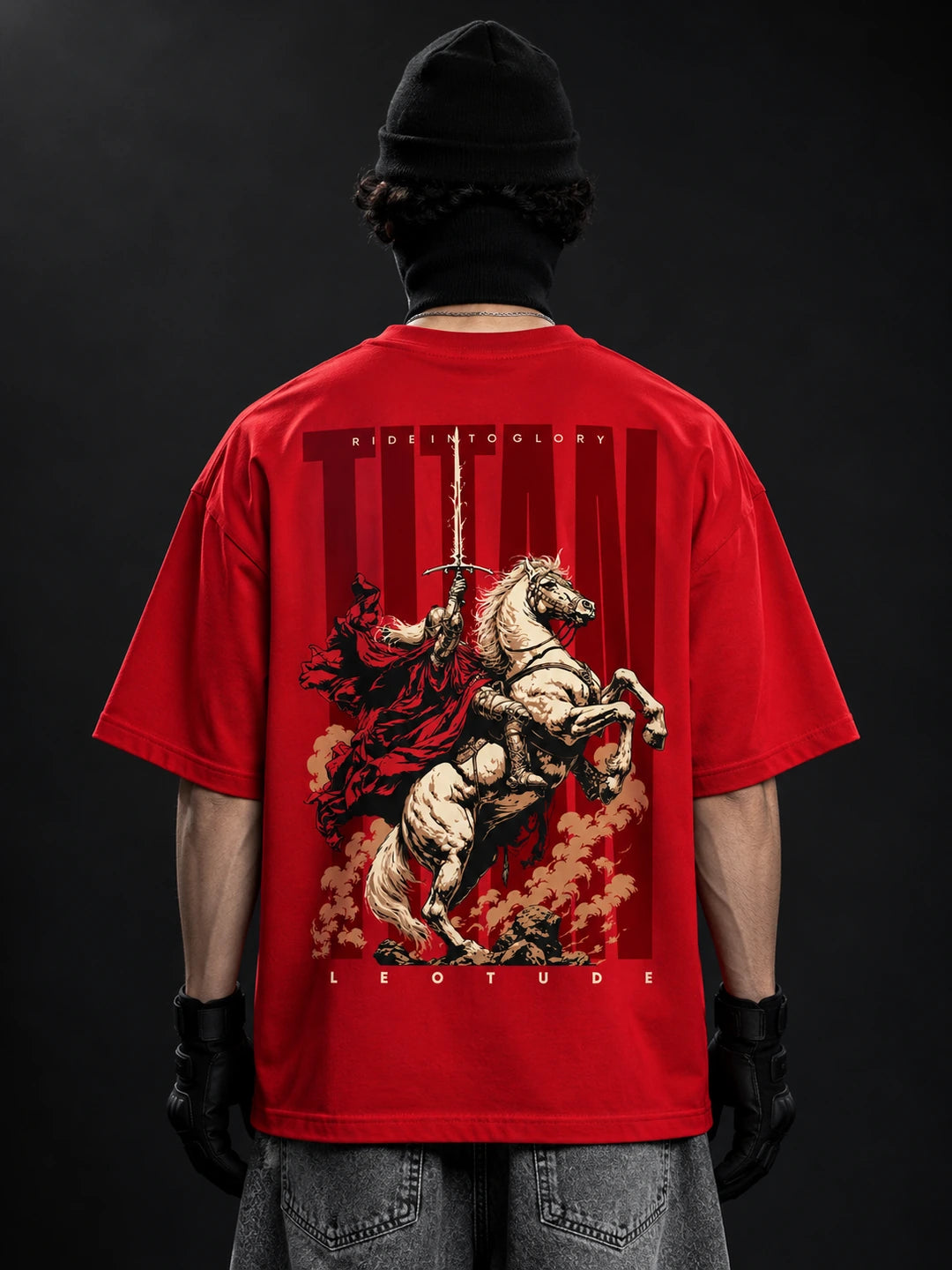 Leotude Men "Titan" Red Oversized T-Shirt