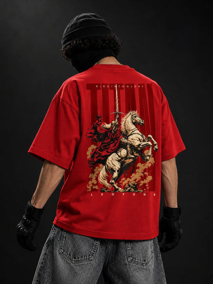 Leotude Men "Titan" Red Oversized T-Shirt