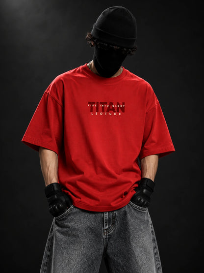 Leotude Men "Titan" Red Oversized T-Shirt