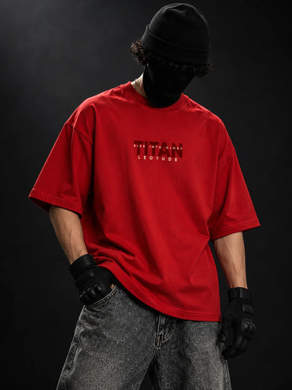 Leotude Men "Titan" Red Oversized T-Shirt