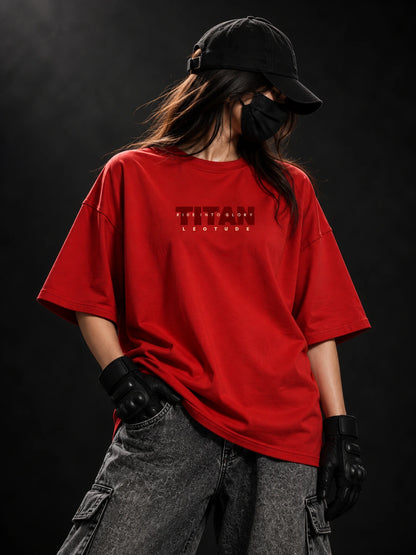 Leotude Women "Titan" Red Oversized T-Shirt