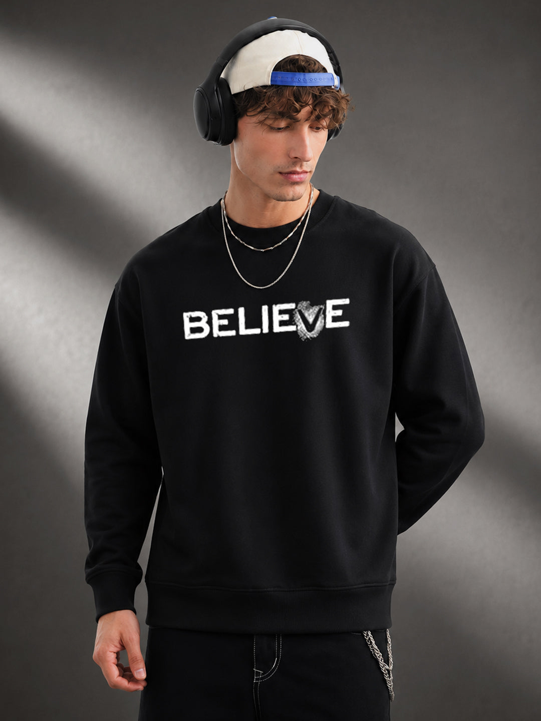Leotude Men's Black Believe Sweatshirt