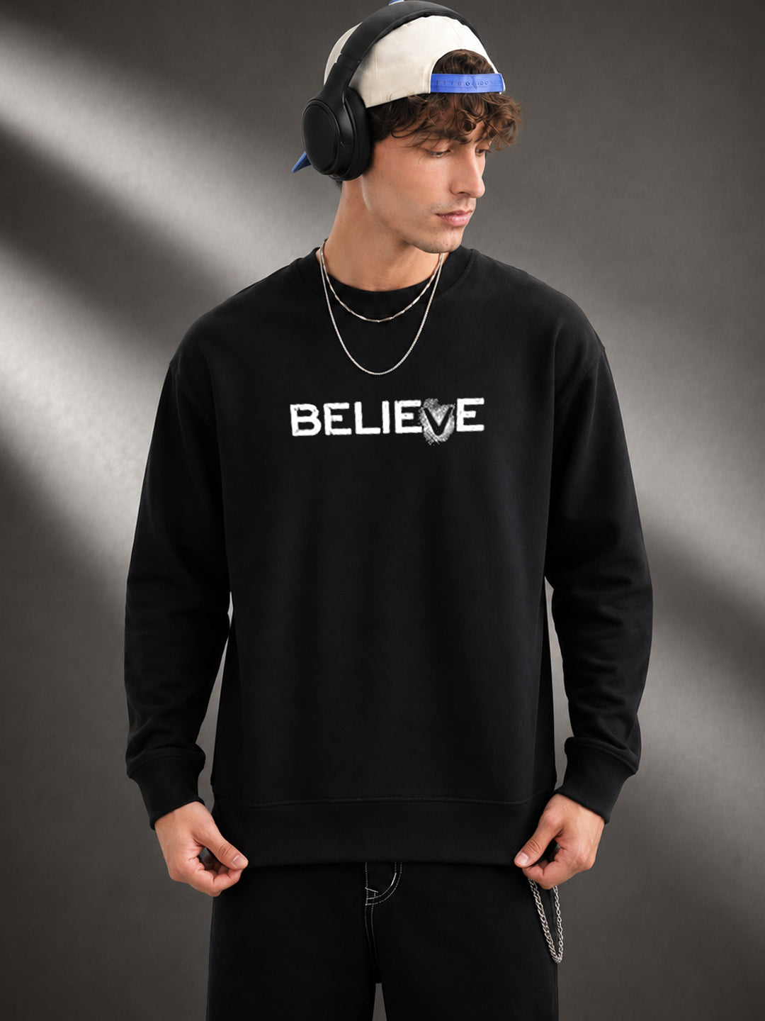 Leotude Men's Black Believe Sweatshirt