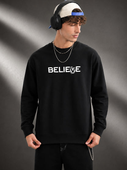 Leotude Men's Black Believe Sweatshirt