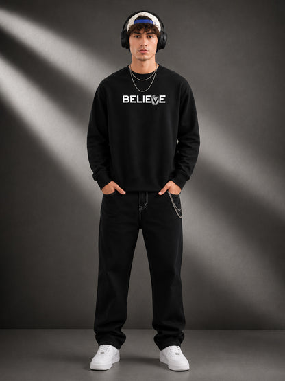 Leotude Men's Black Believe Sweatshirt