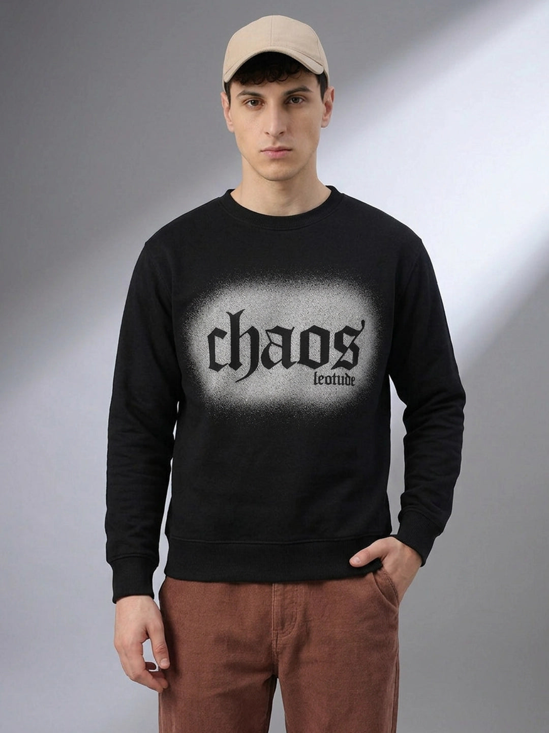 Leotude Chaos Black Graphic Sweatshirt for Men