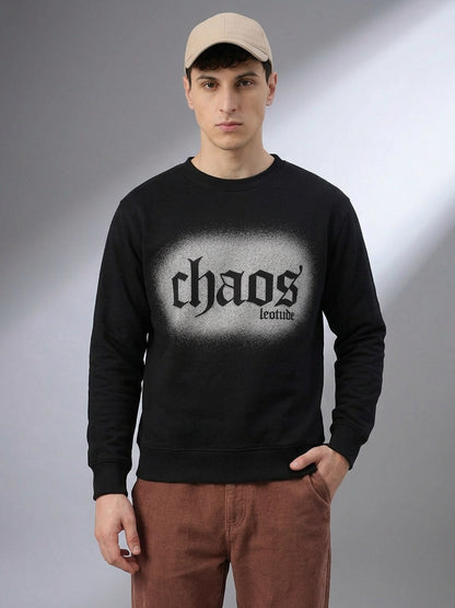 Leotude Chaos Black Graphic Sweatshirt for Men