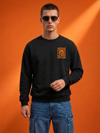 Leotude Waves Black Graphic Sweatshirt for Men