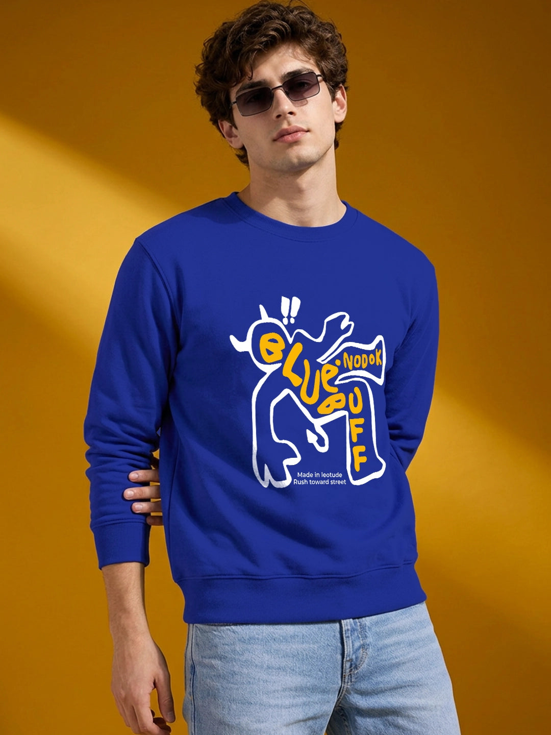 Leotude Blue Graphic Sweatshirt for Men