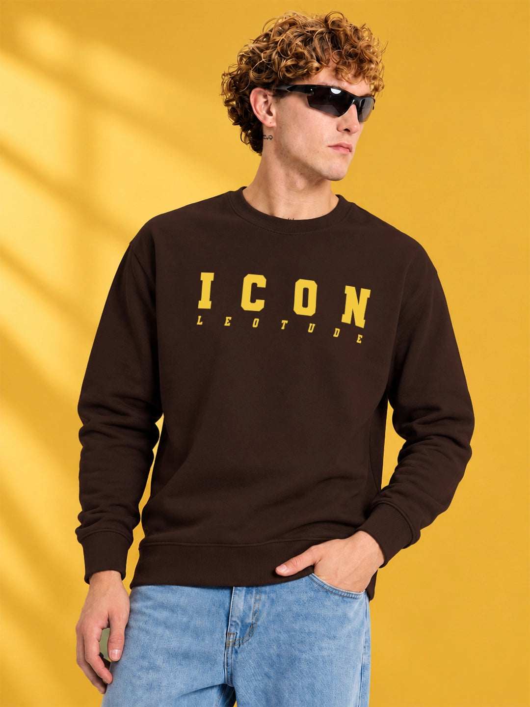 Leotude Brown Icon Graphic Sweatshirt for Men