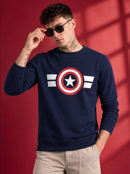 Men's Navy Blue Star Graphic Sweatshirt
