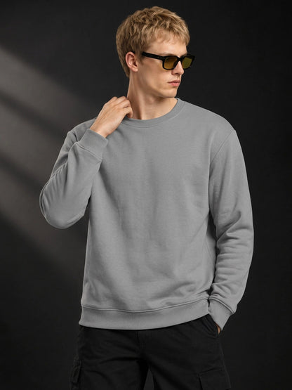 Men's Plain Grey Crew Neck Sweatshirt