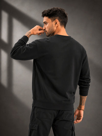 Leotude Plain Black Sweatshirt for Men