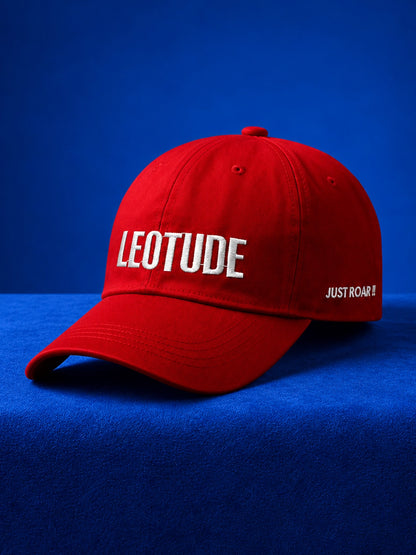 Leotude "Just Roar" Red Embroidered Cap — Unisex Cotton Baseball Cap