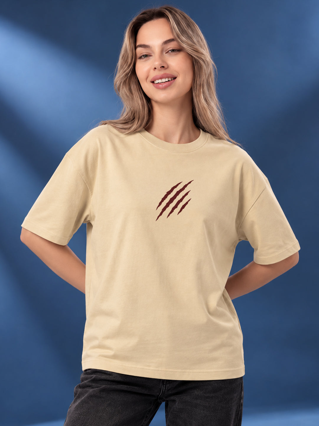 Leotude Women's Beige Claw Mark Elite T-Shirt