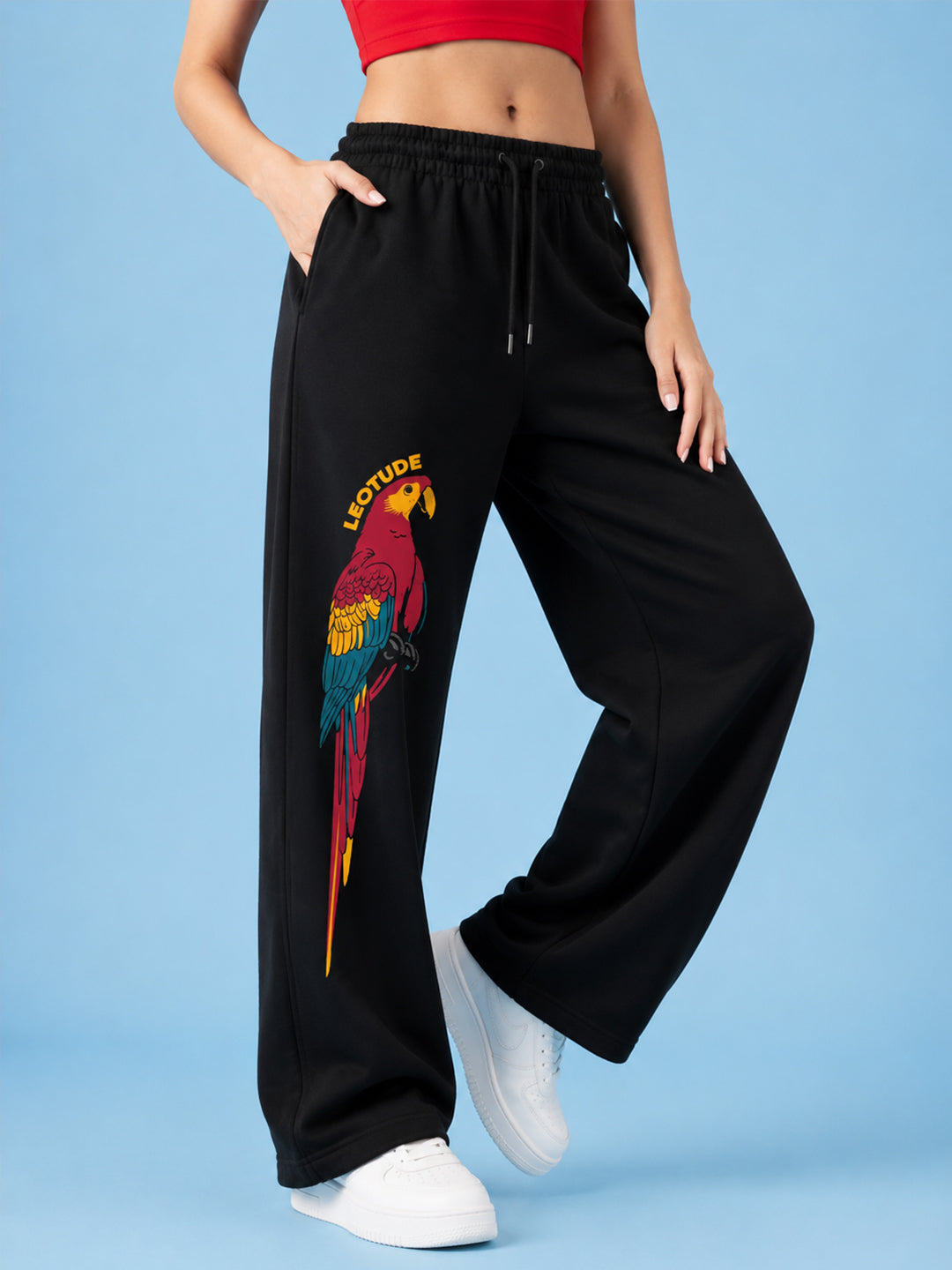Leotude Women's Black Parrot Premium Trackpants