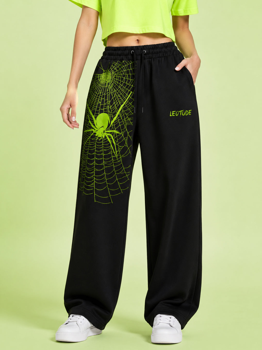 Leotude Women's Black Spider Premium Trackpants