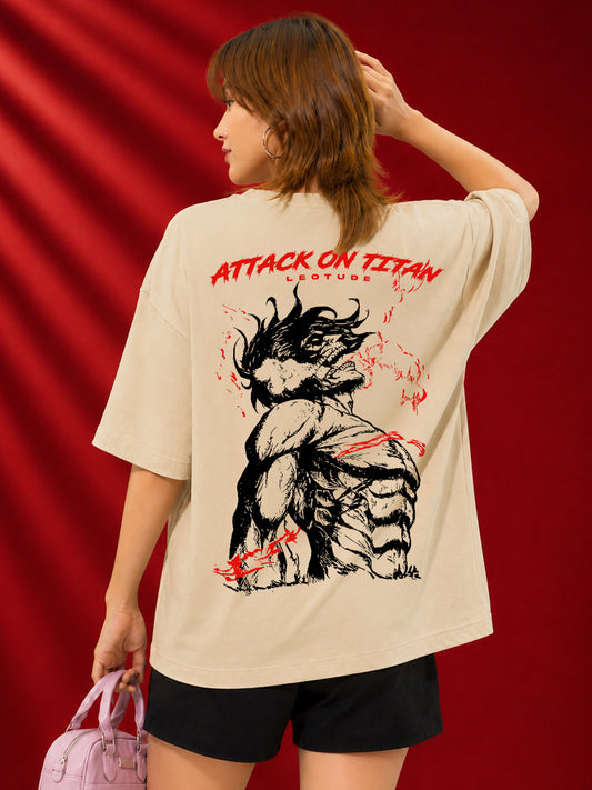 Leotude Women's Cream Attack on Titan Premium T-Shirt