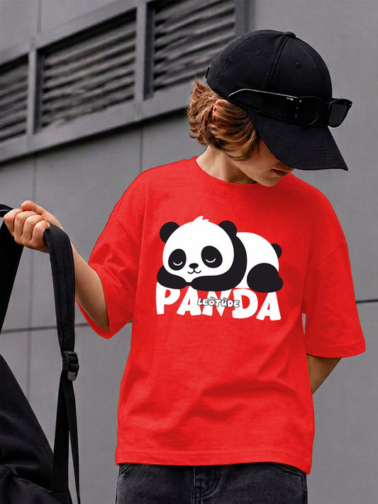 Leotude Boys' Red Panda Printed T-Shirt