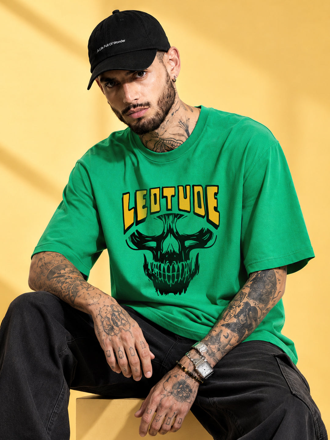 Leotude Men "Death" Green Oversized T-Shirt