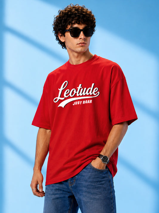 Leotude Men "College" Red Oversized T-Shirt