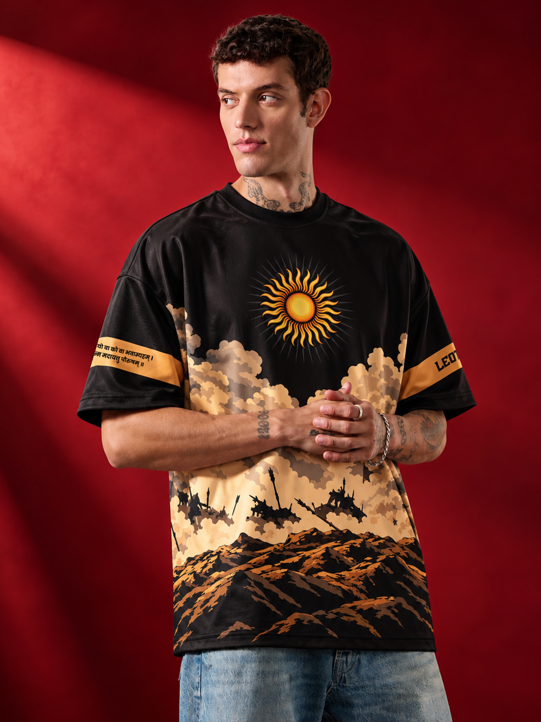 Leotude Men's Black Karna Printed T-Shirt