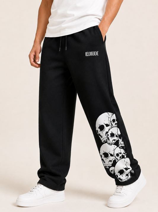 Leotude Men's Black Skull Premium Trackpants
