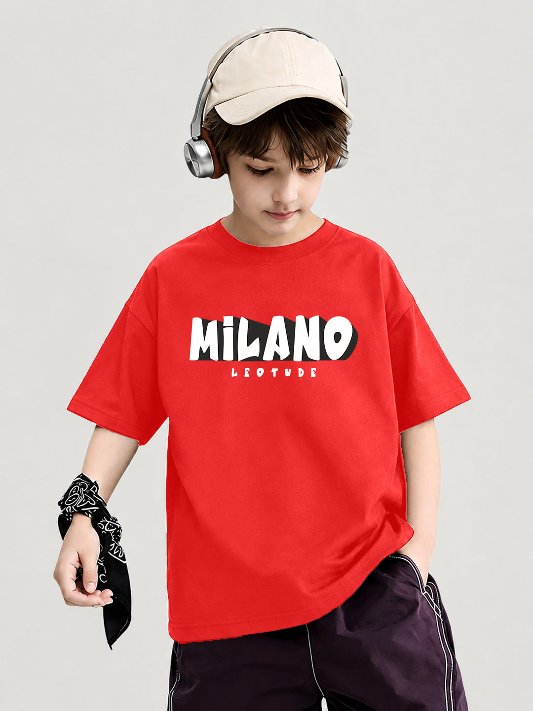 Leotude Boys' Red Milano Printed T-Shirt