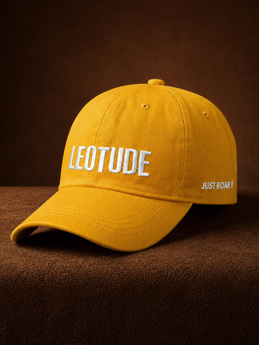 Leotude "Just Roar" Mustard Embroidered Cap — Unisex Cotton Baseball Cap