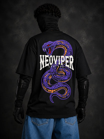 Leotude Men's Black Neoviper Premium Puff Print T-Shirt