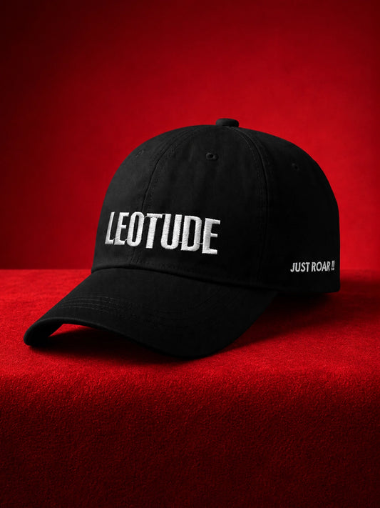 Leotude "Just Roar" Black Embroidered Cap — Unisex Cotton Baseball Cap