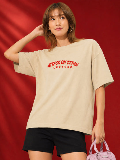 Leotude Women's Cream Attack on Titan Premium T-Shirt