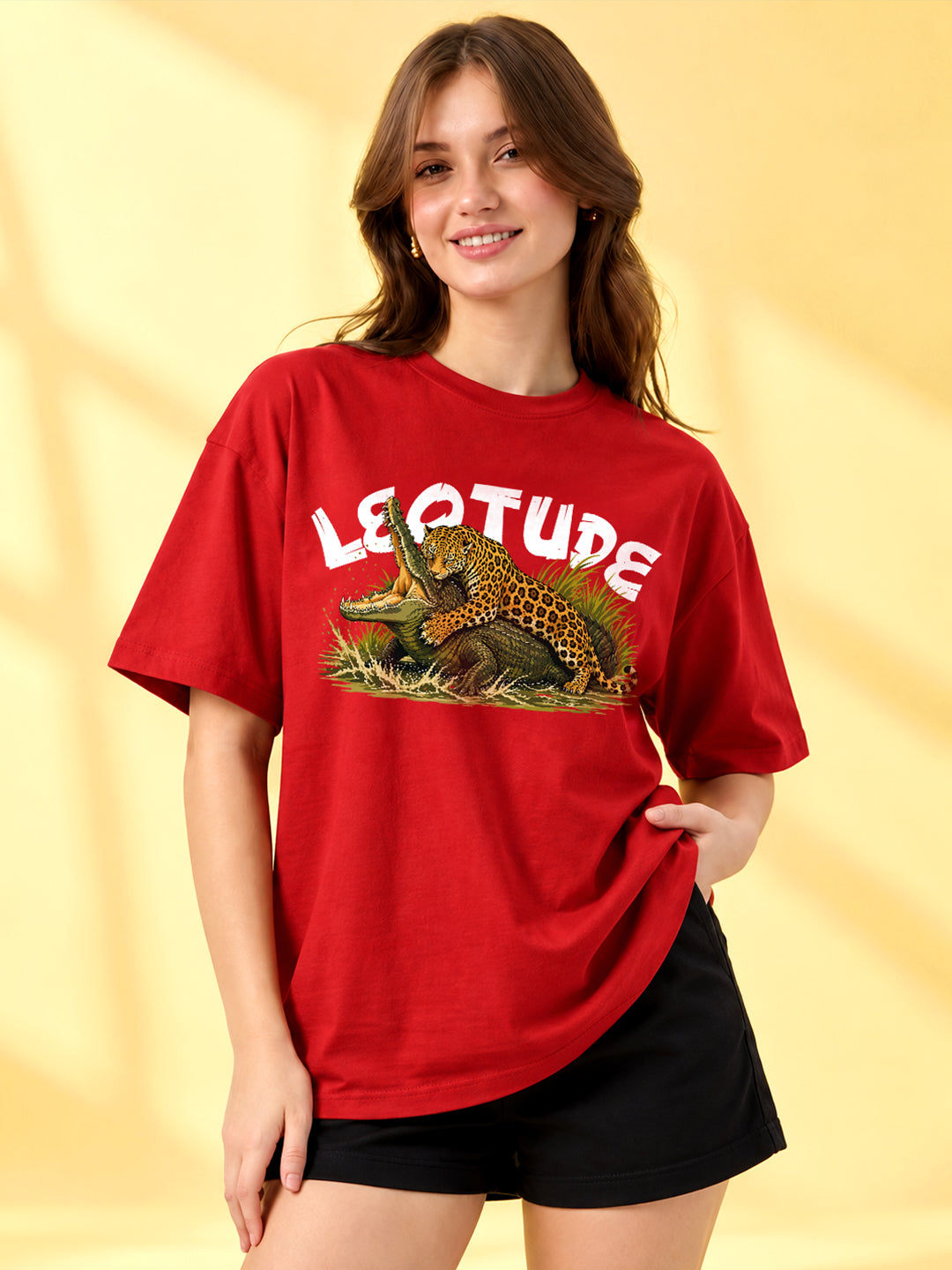 Leotude Women's Red Leopard Elite T-Shirt