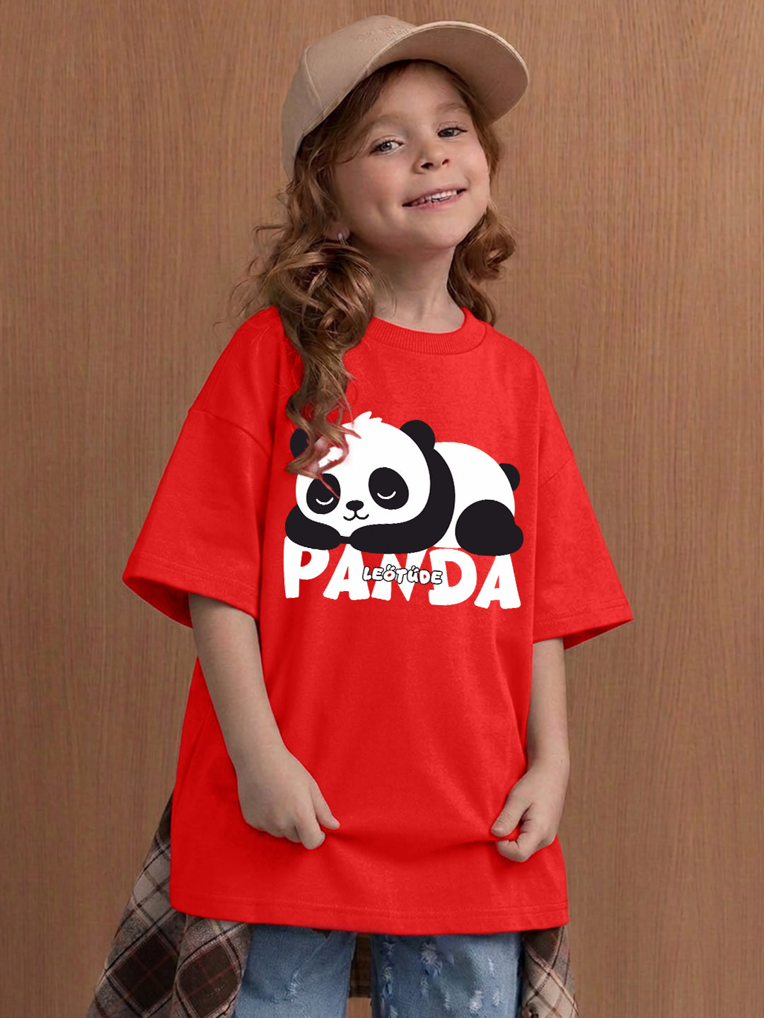 Leotude Girls' Red Panda Printed T-Shirt