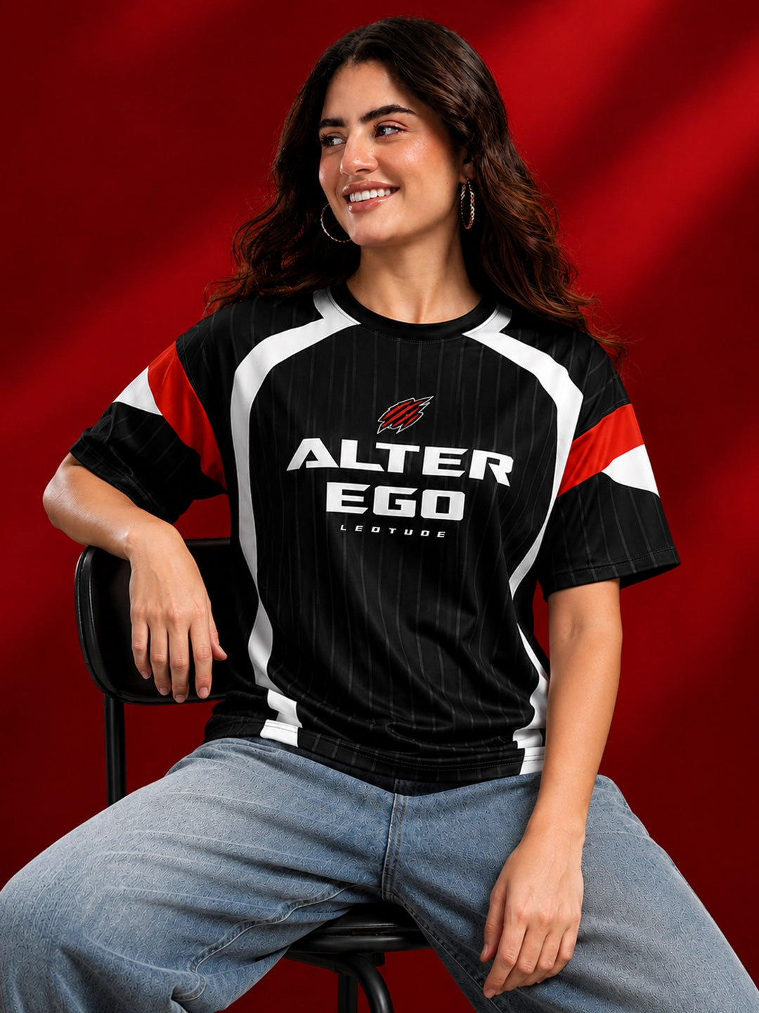 Leotude Women's Black Alter Ego Printed T-Shirt