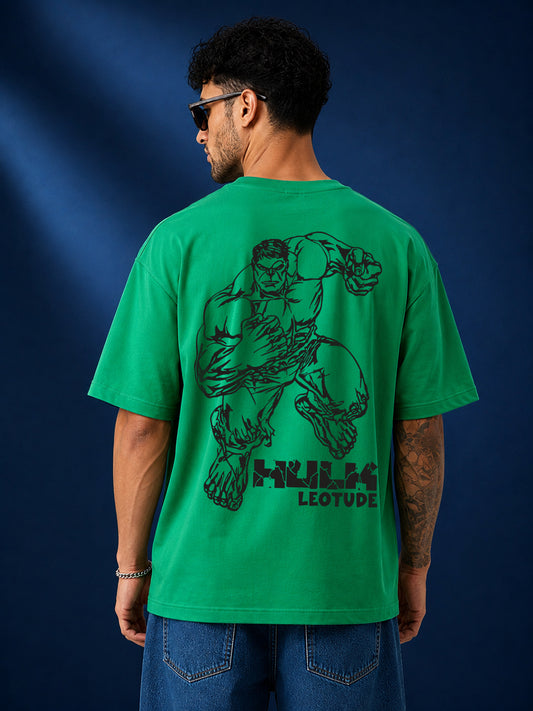 Leotude Men's Hulk Graphic Green Oversized T-Shirt