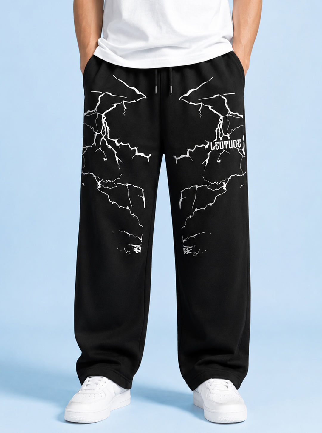 Leotude Men's Black Shockwave Premium Trackpants
