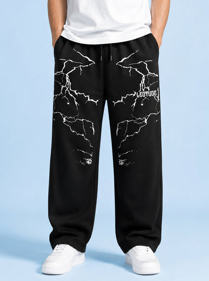 Leotude Men's Black Shockwave Premium Trackpants