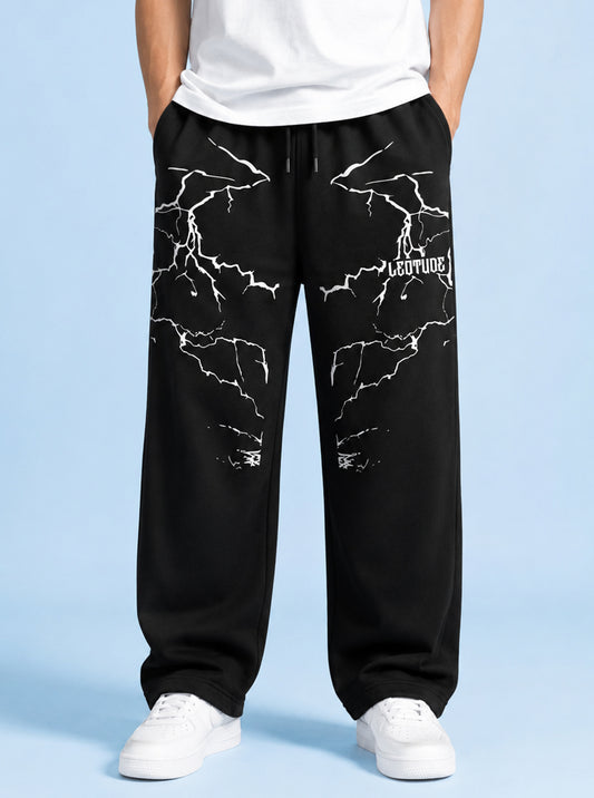 Leotude Men's Black Shockwave Premium Trackpants