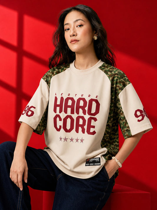 Leotude Women's White Hard Core Printed T-Shirt