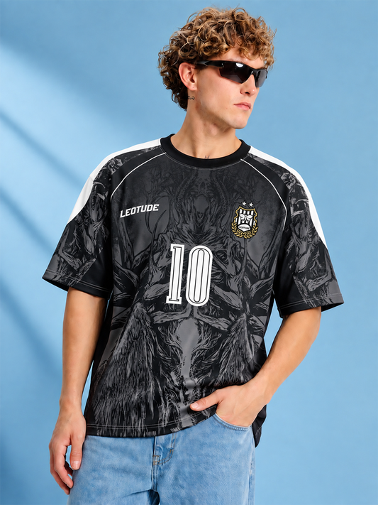 Leotude Men's Black Dark Beast Soccer Jersey Sport ( ) Printed T-Shirt