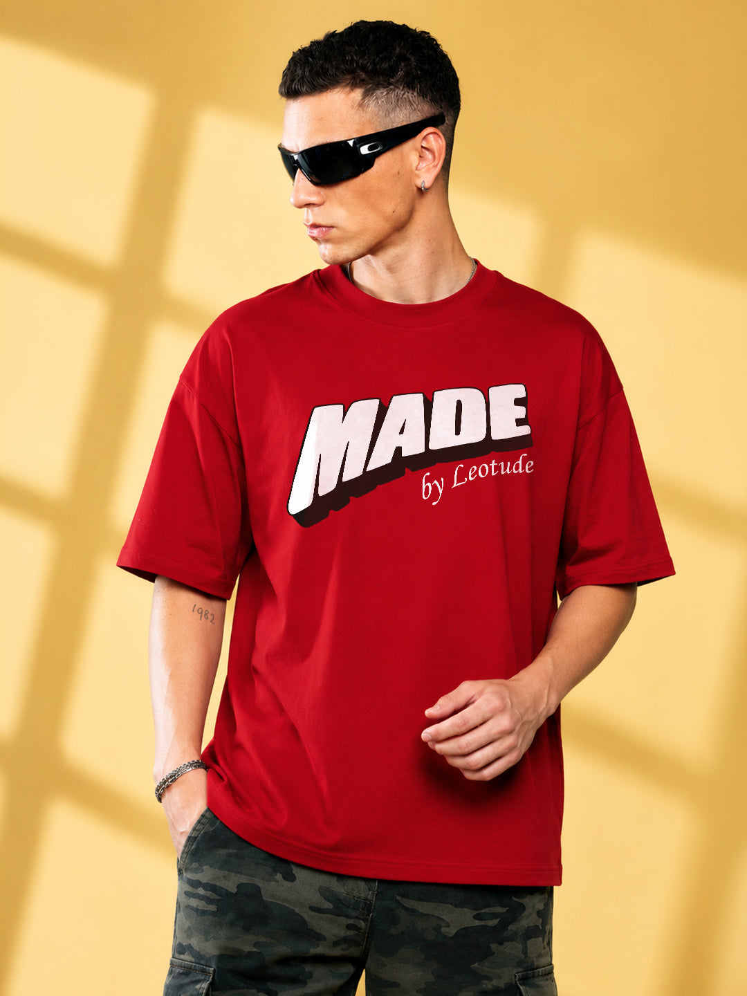 Leotude Men "Made" Red Oversized T-Shirt