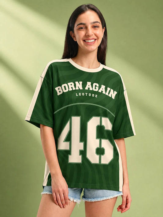 Leotude Women's Green Born Again Printed T-Shirt