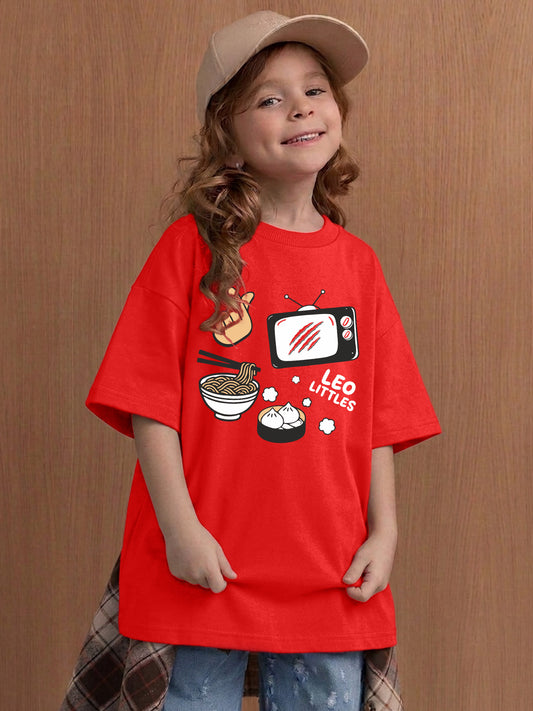 Leotude Girls' Red Leo Littles Printed T-Shirt
